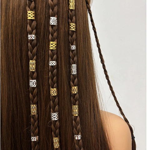 Hollow Out Iron Hair Extension Rings For Dreadlocks Metal Hair Cuffs Gold Silver Braid Jewelry DIY Accessories For Women