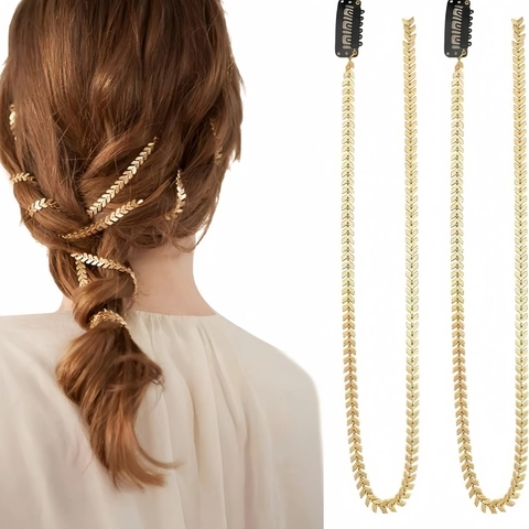 Catena Per Capelli A Foglia D'oro Vintage Francese In Lega Di Metallo Copricapo Con Clip BB Per Acconciature Da Sposa Festa Donna Gioielli