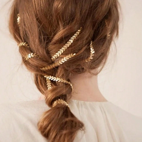 Catena Per Capelli A Foglia D'oro Vintage Francese In Lega Di Metallo Copricapo Con Clip BB Per Acconciature Da Sposa Festa Donna Gioielli