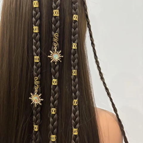 Boho Sonnenblume Haarringe Für Zöpfe Legierung Strass Haarschmuck Aushöhlung Dreadlock Schmuck Für Damen Mode Accessoires