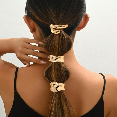Elegant Alloy Hair Clips Stud Earrings Vintage Gold Silver Geometric Curved Metal Hair Hook Faux Artificial Pearl For Women Daily Jewelry