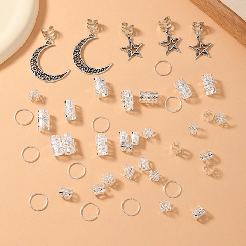 Legierung Vintage Bohemian Mond Stern Hohl Haarmanschetten Dreadlock Zubehör Gold Silber Flechtringe Für Damen Haardekoration