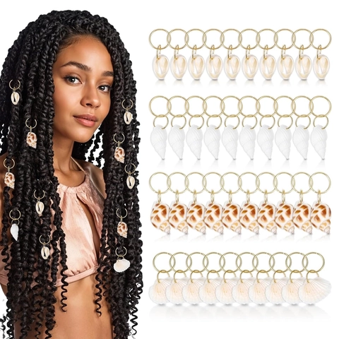 Gioielli Dreadlock in Conchiglia per Donna Accessori per Capelli a Treccia Anelli in Metallo Ciondoli per Capelli Placcati Oro