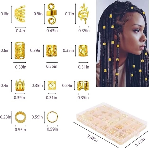 DIY Braid Hair Accessories Set Electroplated Hollow Hair Rings Clips Leaf Crown Charms For Dreadlocks Braiding Women Decor