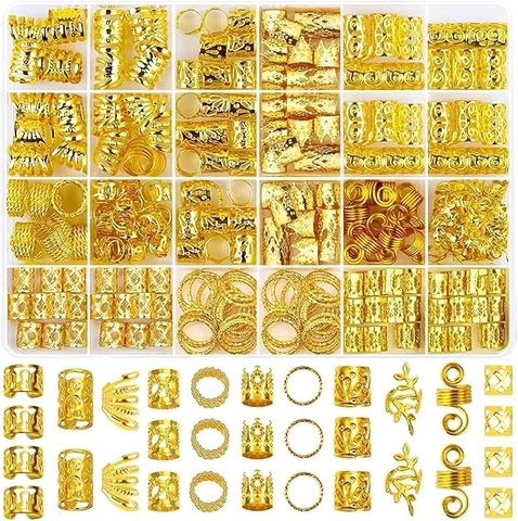 DIY Braid Hair Accessories Set Electroplated Hollow Hair Rings Clips Leaf Crown Charms For Dreadlocks Braiding Women Decor