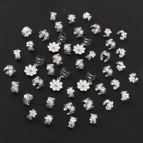 Minimalistische Legierung Daisy Blume Flechtringe Haarklammern Tropföl Emaille Böhmische Flechthaarschmuck Für Damen Schmuck