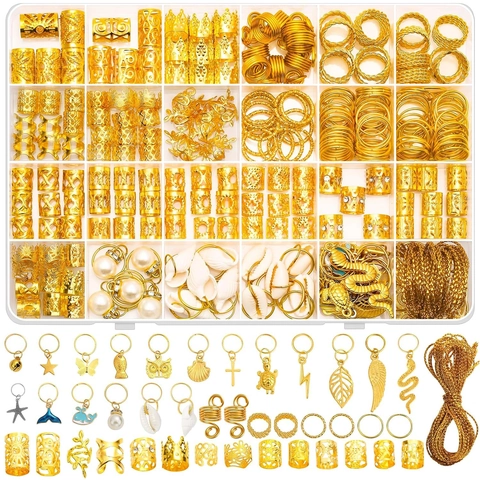 Joyas para el Cabello Dreadlock Accesorios para Trenzas Anillos de Metal Colgantes Concha Hoja Estrella Joyas DIY Mujer