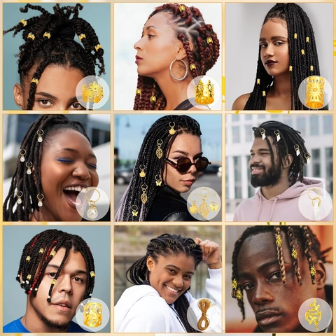 Joyas para el Cabello Dreadlock Accesorios para Trenzas Anillos de Metal Colgantes Concha Hoja Estrella Joyas DIY Mujer