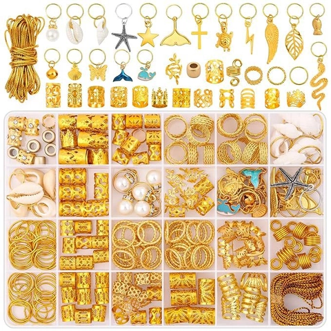 Dreadlock Hair Jewelry Alloy Metal Hair Rings Cuffs Pendants Shell Star Snake Butterfly Beads Braiding Hair Accessories Women Men Jewelry
