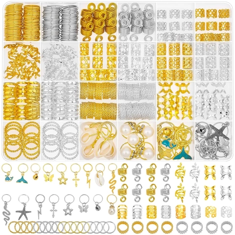 Legierung Flechtschmuck Gold Silber Dreadlock Zubehör Metall Haarringe Anhänger Seestern Muschel Schmetterling Kreuz DIY Styling Zubehör