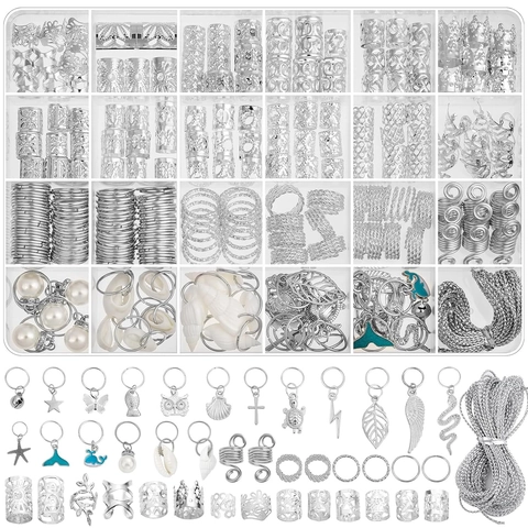 Legierung Haarschmuck Für Zöpfe Schmetterling Muschel Schlange Anhänger Metallringe Dreadlock Zubehör Für Damen Haardekoration