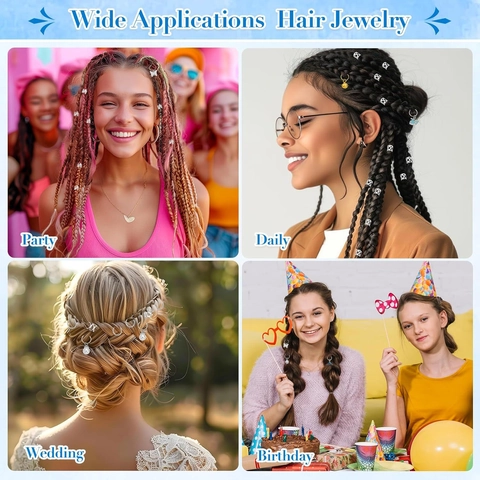 Dreadlock Hair Accessory Alloy Snake Leaf Shell Charms Braid Cuffs Rings Faux Artificial Pearl Hair Jewelry Women Boho Style Party Decor