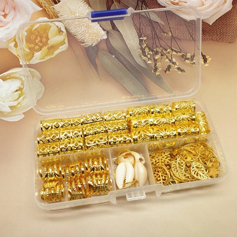 Anneaux de Cheveux Dreadlock en Alliage Bohème Avec Pendentifs Coquillage Or Argent Accessoires de Tresse Métallique pour Femme