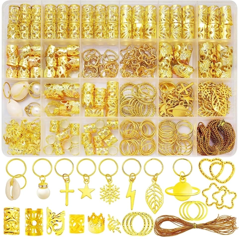 Conjunto Joyas para Trenzas Metal Clips Dreadlock Anillos Colgantes de Concha y Perla Artificial Para Hombre Mujer Punk Boho Accesorios