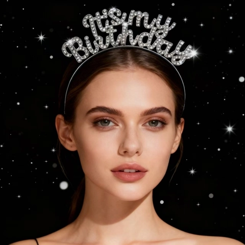 Diadema Con Letras Its My Birthday de Strass Para Mujeres Niñas Accesorios Para El Cabello Fiesta de Cumpleaños Oro Plata