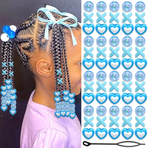 Cuentas de Acrílico para el Cabello Trenzas Niños Niñas DIY Colorido Corazón Letra Redondo Decoración del Cabello