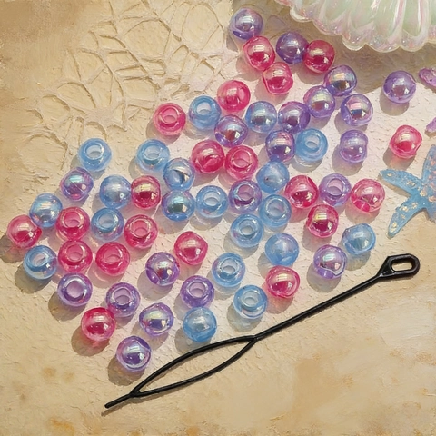 Iridescent Acrylic Resin Dreadlock Beads Large Hole Colorful Hair Braiding Accessories For Kids Girls DIY Styling Headwear