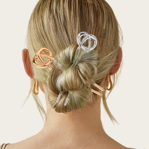 Minimalist Alloy Knot Hair Stick For Women Elegant U-Shaped Hairpin Electroplated Metallic Bun Holder Styling Hair Accessories