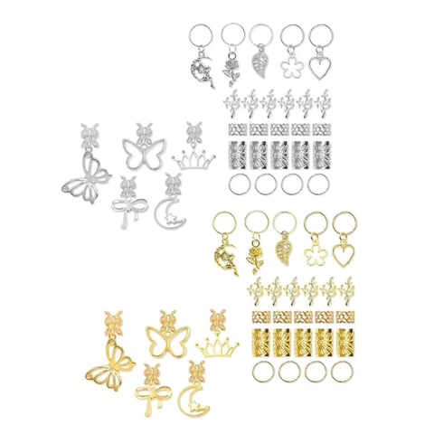 Zinklegierung Schmetterling Haarflechtringe Mond Stern Herz Blatt Anhänger Metall Zopf Charms Damen Haarschmuck Zubehör