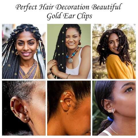 Anneaux de Cheveux Dreadlock Ajourés Or Argent Accessoires de Tressage pour Femmes Boho Poignets de Cheveux en Métal Décoration de Cheveux Tressés