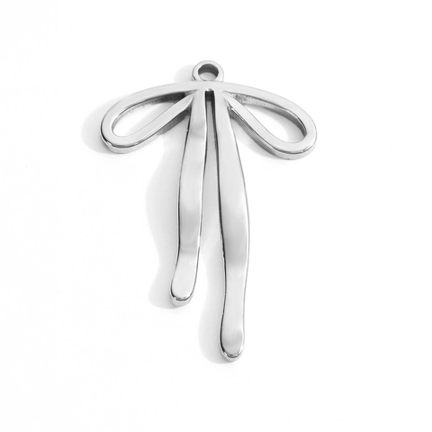 DIY Stainless Steel Pendant Accessories For Necklace Bracelet Making Minimalist Enamel Artificial Pearl Bowknot Pendants