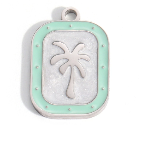 Stainless Steel Ocean Theme Pendants DIY Jewelry Making Enamel Fish Shell Butterfly Flower Coconut Tree Charms Rhinestone Artificial Pearl Necklace Access