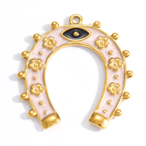 Stainless Steel DIY Jewelry Pendant Accessories Heart Flower Moon Evil Eye Enamel Locket For Necklace Jewelry Making Gift