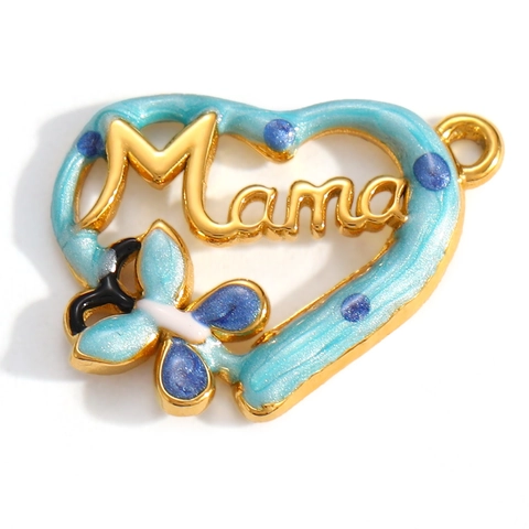 Pendentifs en Acier Inoxydable pour Bijoux DIY Fête des Mères Cœur Émail Animal Coquille Avion pour Création Collier