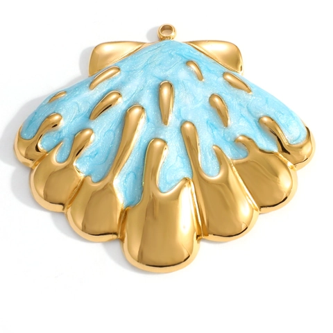 Stainless Steel Ocean Theme Marine Shell Starfish Whale Tail Pendant Charms For DIY Jewelry Making Accessories With Enamel Artificial Pearl Decor