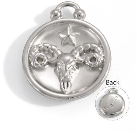 Stainless Steel Zodiac Pendant Double Sided Constellations Star Chart Embossed Rhinestone DIY Necklace Jewelry Charms