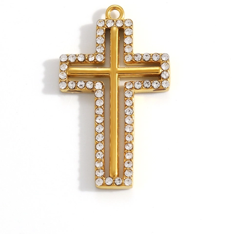 Stainless Steel Drip Oil Pendant For Jewelry Making 18K Gold Plated Cross Flower Suitcase DIY Necklace Bracelet Charms