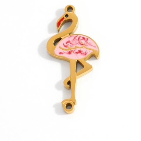 Stainless Steel DIY Jewelry Heart Flower Butterfly Bow Evil Eye Flamingo Shell Enamel Pendant For Necklace Making Women