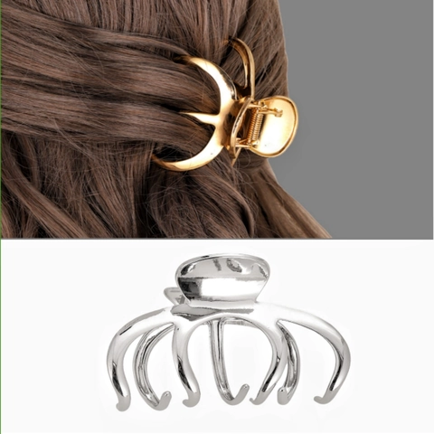 Elegante Pinza per Capelli in Metallo a Polpo Stile Coreano Galvanica Oro Argento Shark Clip per Donna Accessori Capelli Moda