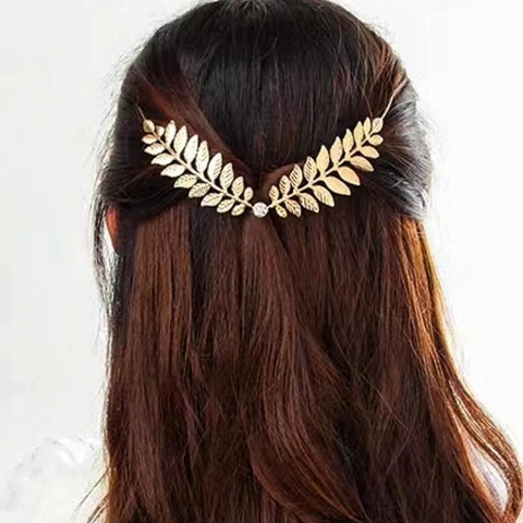 Elegant Gold Alloy Leaf Star Rhinestone Hairband Minimalist Artificial Pearl Wedding Headband Greek Style Headpiece For Women Bridal Accessories