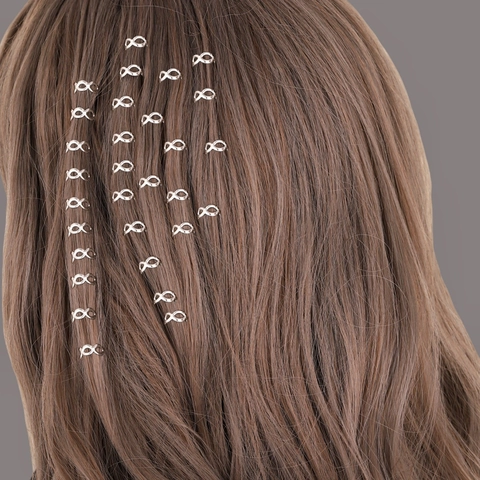 Clips de Cheveux Dreadlock en Forme d'Infini en Fer Minimaliste Anneaux de Cheveux Ajourés Électroplaqués Accessoires de Tresses pour Femmes