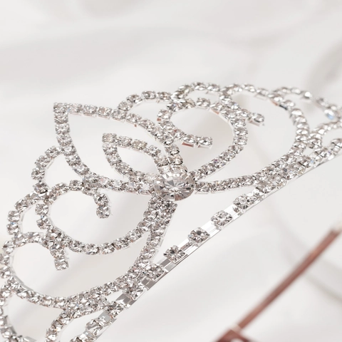 Elegant Rhinestone Crown Tiara For Kids Bridal Heart Shape Alloy Princess Headband Wedding Party Birthday Hair Accessories