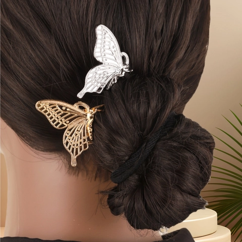 Peigne à Cheveux Papillon Style Forêt Vintage Alliage Papillon Ajouré Épingle à Cheveux Pour Femmes Mariage Fête