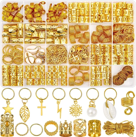 Metall Haarflechten Schmuck Ringe Anhänger Mit Stern Kreuz Muschel Charms Hohl Manschetten Gold Silber Damen Haarzubehör