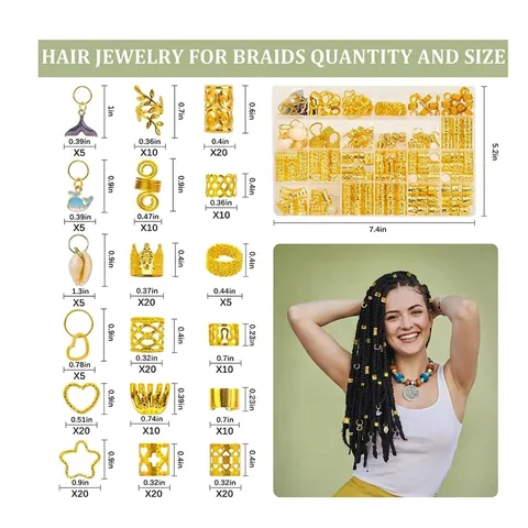 Dreadlock Haarschmuck Legierung Metall Zopf Ringe Clips Charms Damen Flecht Styling Mode Bohemian Anhänger Schmuck