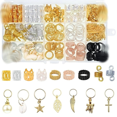 Accessori per Dreadlock in Lega per Donna Anelli per Treccine in Stile Misto Con Ciondoli a Foglia Stella Conchiglia Oro Argento
