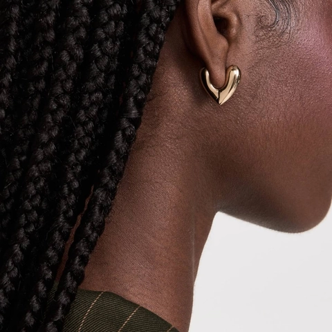 Pendientes de Aro de Corazón de Cobre Minimalistas para Mujer Pendientes Geométricos Pulidos Oro Plata Con Poste de Acero Inoxidable