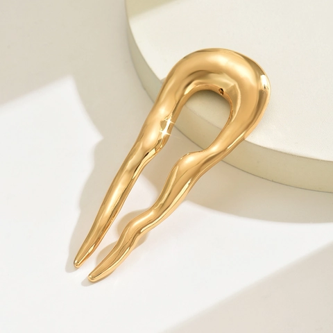 Minimalist Metal U Shaped Wave Hair Fork For Women Electroplated Gold Silver Black Hair Stick Elegant Styling Accessory Jewelry