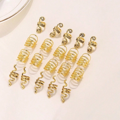 Vintage Alloy Snake Spiral Hair Braiding Rings For Dreadlocks Bohemian Punk Hair Jewelry Accessories Women Decoration