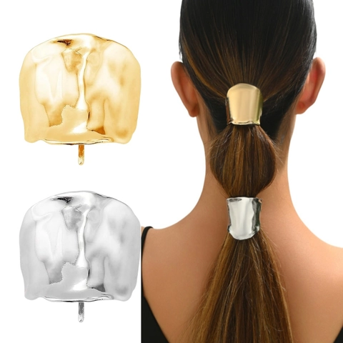 Vintage Metallisch Lava Textur Haarhaken Legierung Ponytail Clip Für Damen Retro Galvanisiert Glänzend Haarschnalle Kopfschmuck