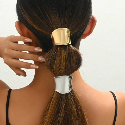 Vintage Metallisch Lava Textur Haarhaken Legierung Ponytail Clip Für Damen Retro Galvanisiert Glänzend Haarschnalle Kopfschmuck