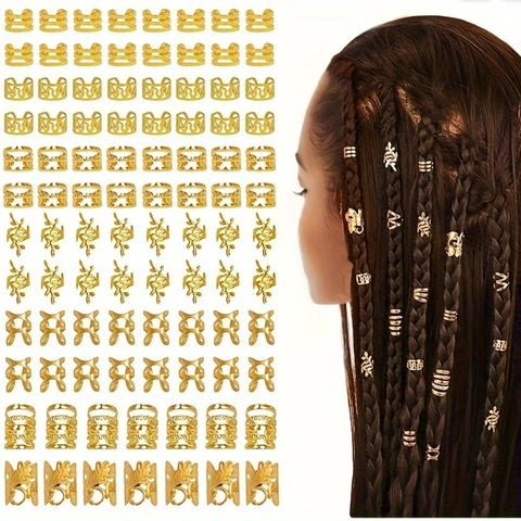 Dreadlock Haarschmuck Set Für Damen Legierung Metall Geflochtene Haarringe Anhänger Mit Aufbewahrungsbox DIY Haarschmuck Haardekoration