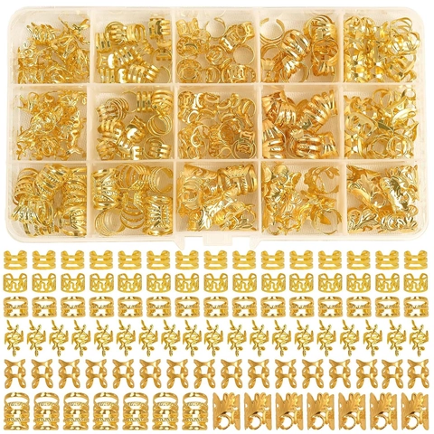 Dreadlock Haarschmuck Set Für Damen Legierung Metall Geflochtene Haarringe Anhänger Mit Aufbewahrungsbox DIY Haarschmuck Haardekoration