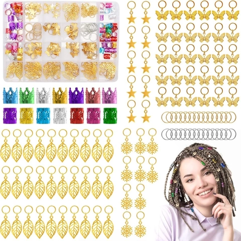 Alloy Dreadlock Hair Accessories Butterfly Star Leaf Snowflake Pendants Crown Braid Rings Jewelry Women Streetwear DIY Braiding