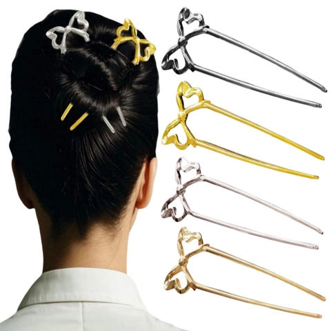 Minimalistischer Legierung Schleife Haarstab Eleganter U-Förmiger Haarnadel Für Damen Dutt Maker Haarschmuck Gold Silber