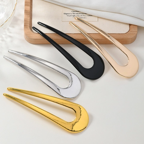 Spilla per Capelli in Metallo a Forma di U Minimalista per Donna Elegante Forcina per Chignon French Twist Hair Fork Accessori per lo Styling